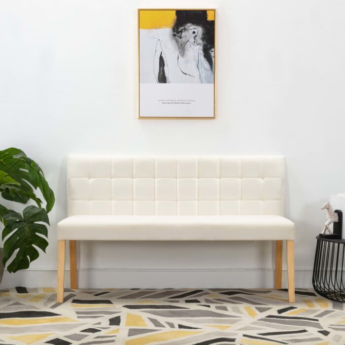Banc 140 cm Crème Velours – Image 1