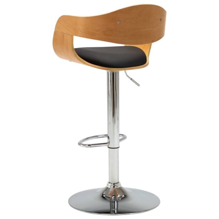Chaises de bar lot de 2 noir bois courbé et similicuir – Image 4