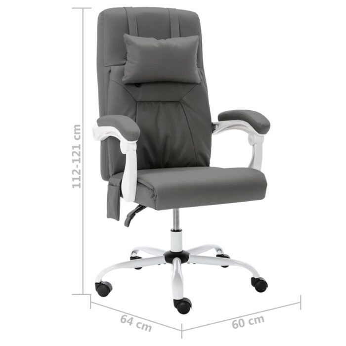 Chaise de bureau de massage Gris Similicuir – Image 7
