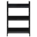 Bibliothèque à 3 niveaux noir 60x27,6x90,5 cm bois d'ingénierie – Image 2