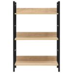 Bibliothèque à 3 niveaux chêne 60x27,6x90,5cm bois d'ingénierie – Image 2