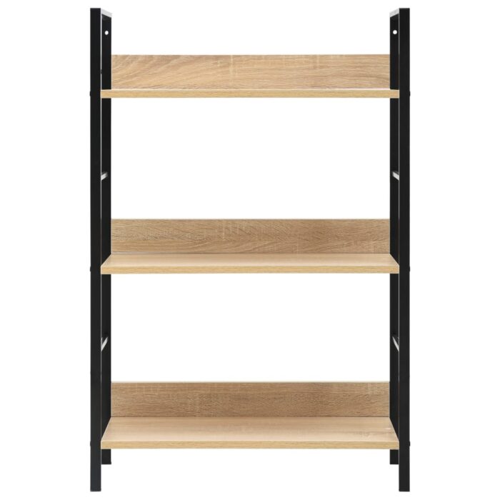 Bibliothèque à 3 niveaux chêne 60x27,6x90,5cm bois d'ingénierie – Image 2