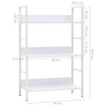 Bibliothèque à 3 niveaux blanc 60x27,6x90,5cm bois d'ingénierie – Image 6