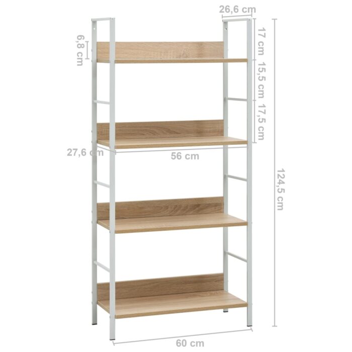 Bibliothèque à 4 niveaux chêne 60x27,6x124,5 cm bois ingénierie – Image 6
