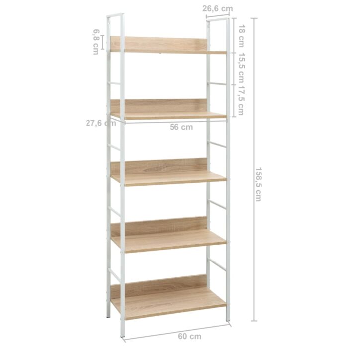 Bibliothèque à 5 niveaux chêne 60x27,6x158,5 cm bois ingénierie – Image 6