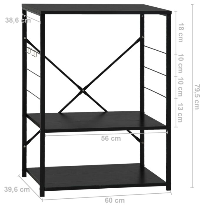 Armoire à four à micro-ondes Noir 60x39,6x79,5 cm – Image 6