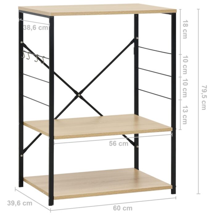 Armoire à micro-ondes noir et chêne 60x39,6x79,5 cm – Image 6