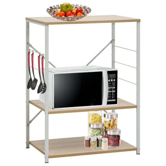Armoire à micro-ondes Blanc et chêne 60x39,6x79,5 cm – Image 1