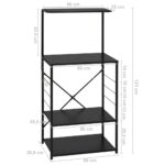 Armoire à four à micro-ondes noir 60x39,6x123cm bois ingénierie – Image 6