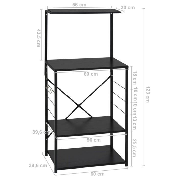 Armoire à four à micro-ondes noir 60x39,6x123cm bois ingénierie – Image 6