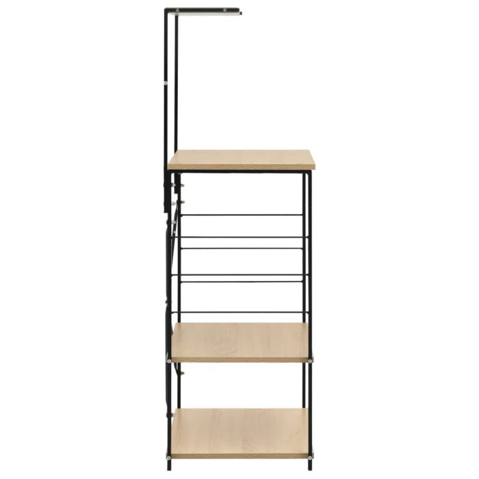 Armoire à micro-ondes noir et chêne 60x39,6x123 cm – Image 2