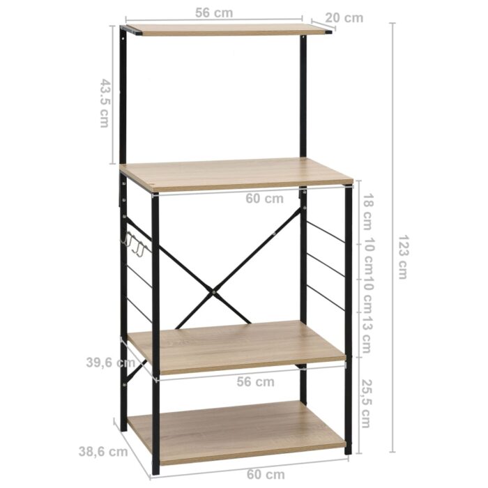 Armoire à micro-ondes noir et chêne 60x39,6x123 cm – Image 6