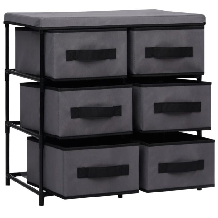 Armoire de rangement à 6 tiroirs 55x29x55 cm Gris Acier – Image 3