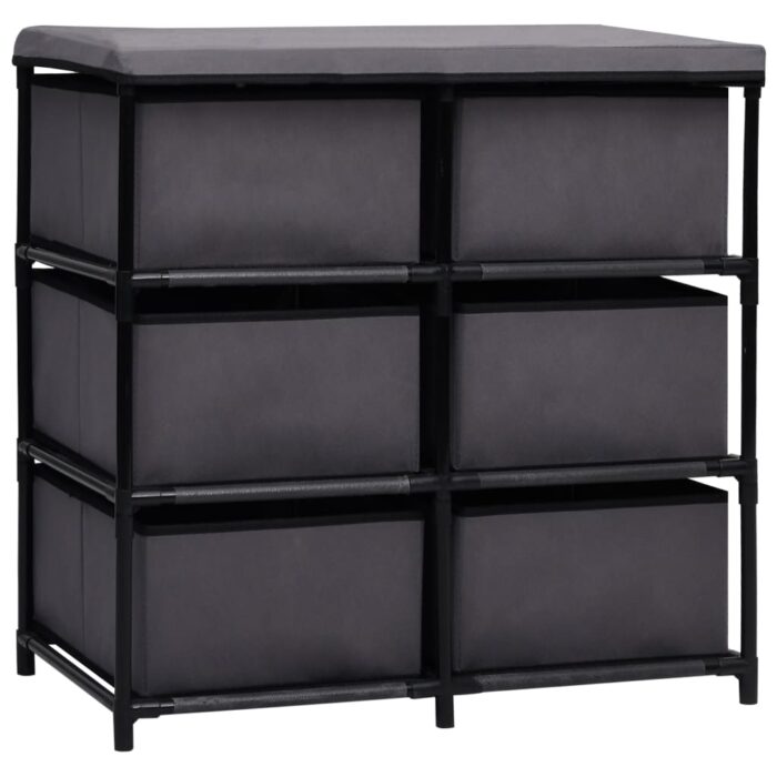 Armoire de rangement à 6 tiroirs 55x29x55 cm Gris Acier – Image 4