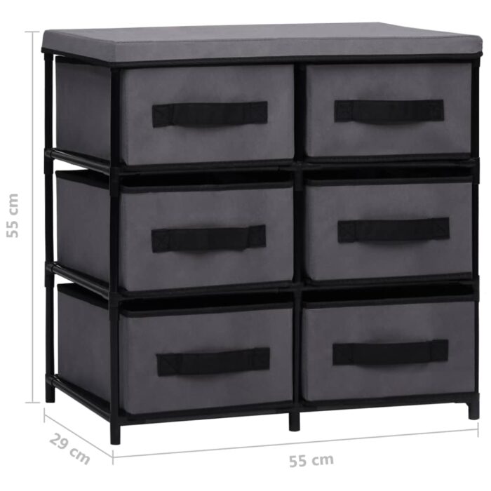 Armoire de rangement à 6 tiroirs 55x29x55 cm Gris Acier – Image 9