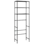 Support de rangement de toilette à 3 niveaux Noir 53x28x169 cm – Image 3