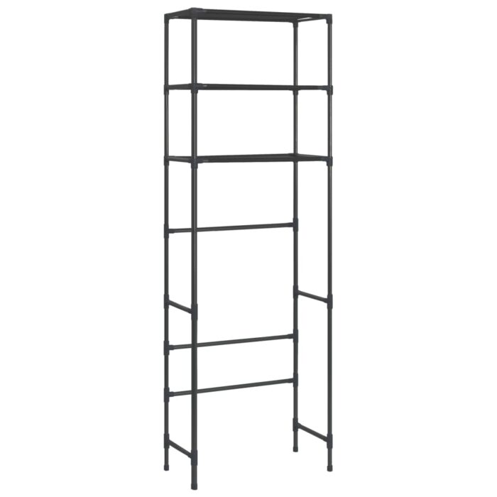 Support de rangement de toilette à 3 niveaux Noir 53x28x169 cm – Image 3