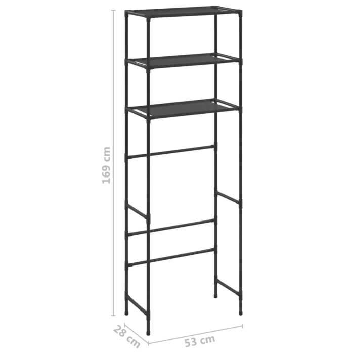 Support de rangement de toilette à 3 niveaux Noir 53x28x169 cm – Image 6