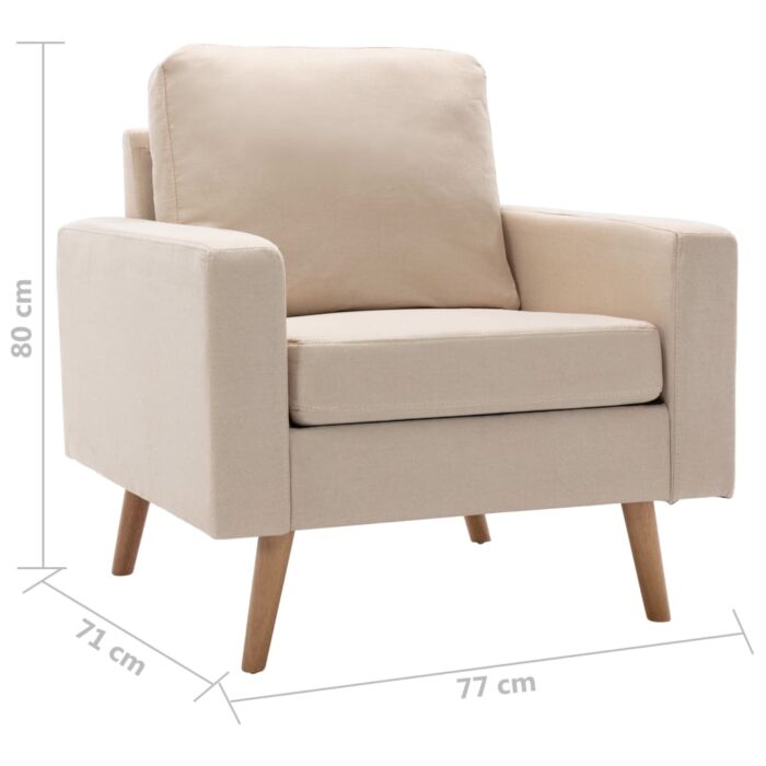 Fauteuil Crème Tissu – Image 5