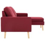 Canapé à 3 places avec repose-pied Rouge bordeaux Tissu – Image 2