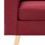 Canapé à 3 places avec repose-pied Rouge bordeaux Tissu – Image 3