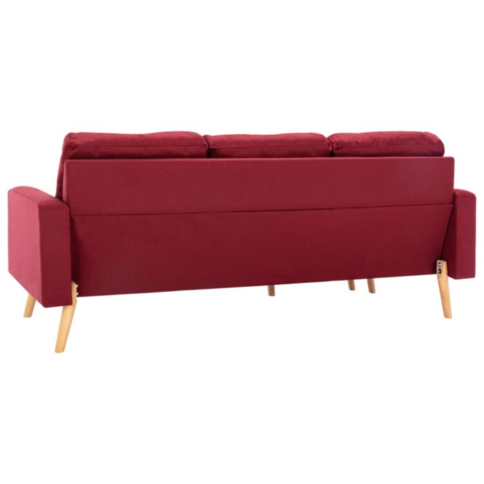 Canapé à 3 places avec repose-pied Rouge bordeaux Tissu – Image 4