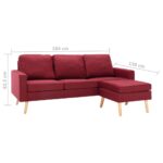 Canapé à 3 places avec repose-pied Rouge bordeaux Tissu – Image 5
