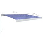 Store à cassette manuel 350x250 cm Bleu et blanc – Image 5