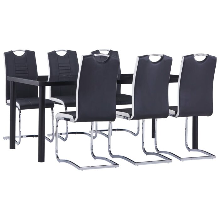 VXL8719883907949_a_en_hd_1.jpg Ensemble de salle à manger 7 pcs Similicuir Noir – Image 1