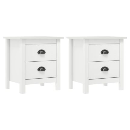 Tables de chevet Hill 2 pcs Blanc 46x35x49,5 cm Bois pin solide