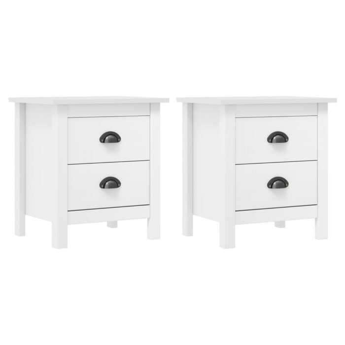 Tables de chevet Hill 2 pcs Blanc 46x35x49,5 cm Bois pin solide – Image 1