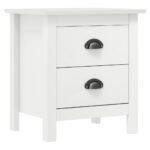 Tables de chevet Hill 2 pcs Blanc 46x35x49,5 cm Bois pin solide – Image 2