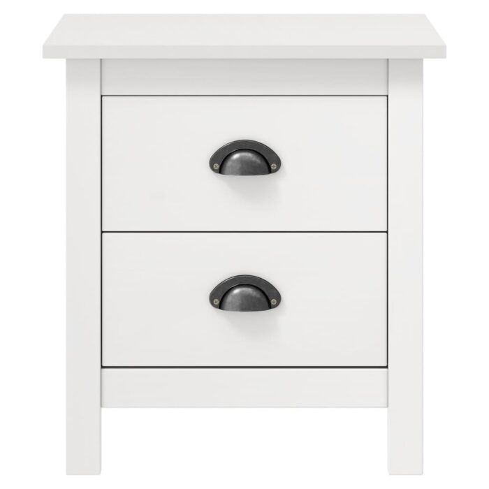 Tables de chevet Hill 2 pcs Blanc 46x35x49,5 cm Bois pin solide – Image 3
