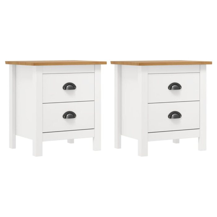 Tables de chevet Hill 2 pcs Blanc 46x35x49,5 cm Bois pin solide – Image 1