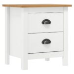 Tables de chevet Hill 2 pcs Blanc 46x35x49,5 cm Bois pin solide – Image 2