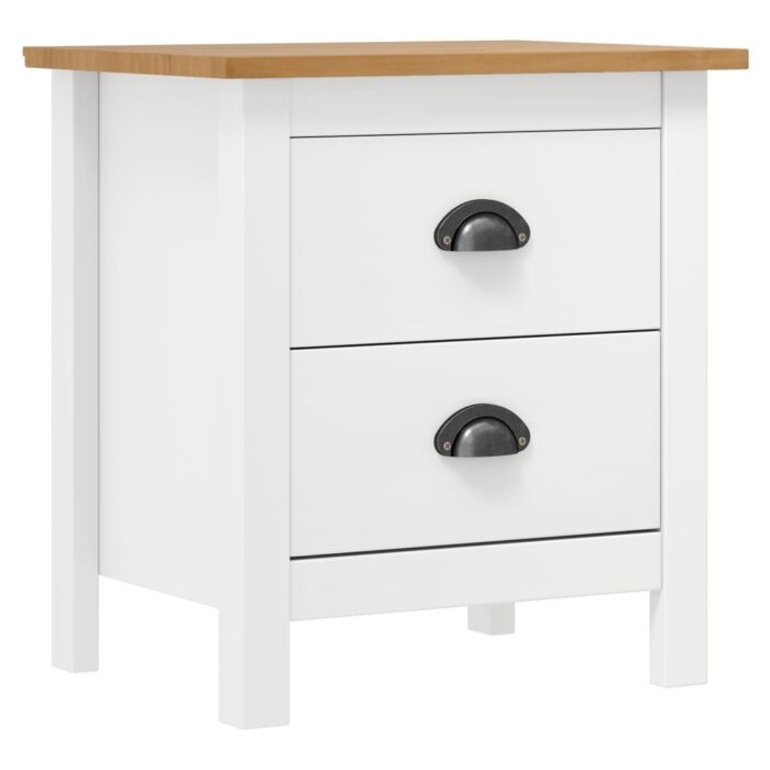 Tables de chevet Hill 2 pcs Blanc 46x35x49,5 cm Bois pin solide – Image 2