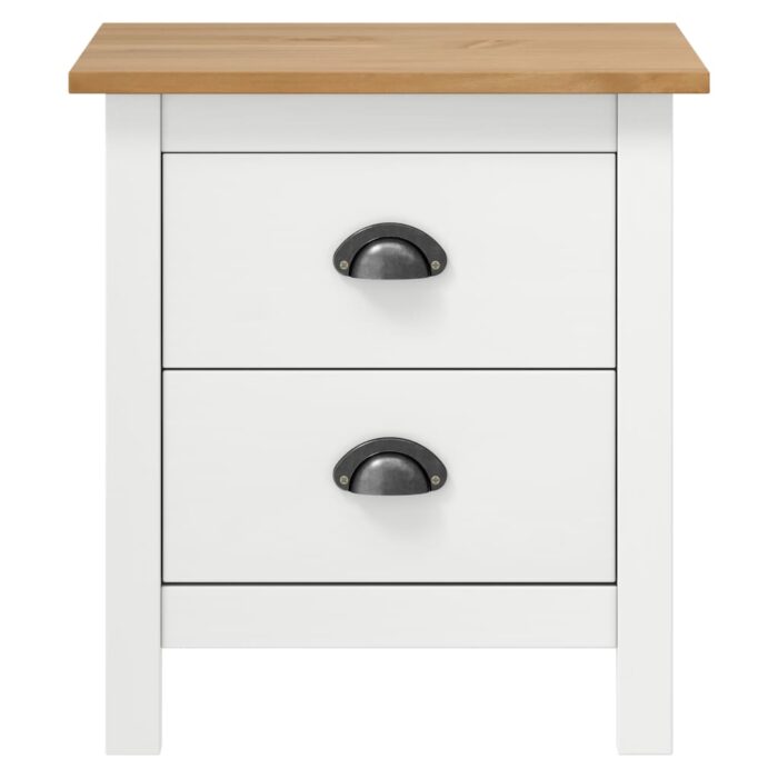 Tables de chevet Hill 2 pcs Blanc 46x35x49,5 cm Bois pin solide – Image 3