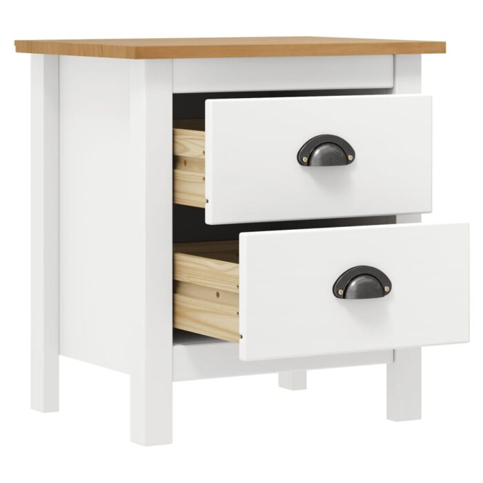 Tables de chevet Hill 2 pcs Blanc 46x35x49,5 cm Bois pin solide – Image 4