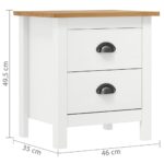 Tables de chevet Hill 2 pcs Blanc 46x35x49,5 cm Bois pin solide – Image 7
