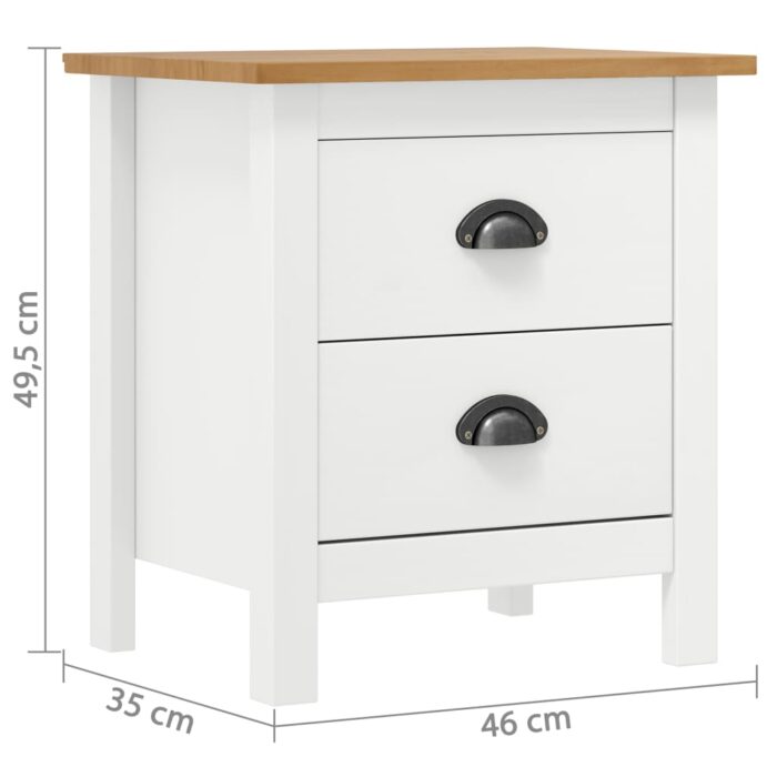 Tables de chevet Hill 2 pcs Blanc 46x35x49,5 cm Bois pin solide – Image 7