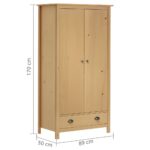 Garde-robe à 2 portes Hill 89x50x170 cm Bois de pin solide – Image 6