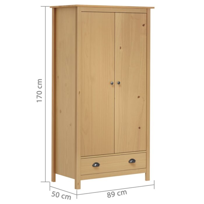 Garde-robe à 2 portes Hill 89x50x170 cm Bois de pin solide – Image 6