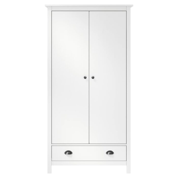 Garde-robe à 2 portes Hill Blanc 89x50x170cm Bois de pin solide – Image 3