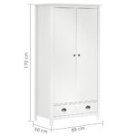 Garde-robe à 2 portes Hill Blanc 89x50x170cm Bois de pin solide – Image 8