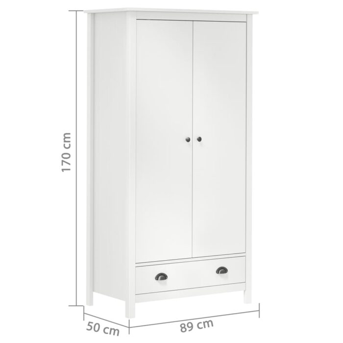 Garde-robe à 2 portes Hill Blanc 89x50x170cm Bois de pin solide – Image 8