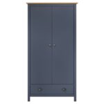 Garde-robe à 2 portes Hill Gris 89x50x170cm Bois de pin solide – Image 2