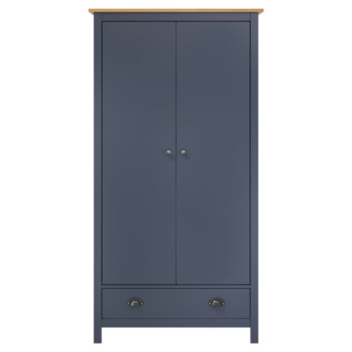 Garde-robe à 2 portes Hill Gris 89x50x170cm Bois de pin solide – Image 2