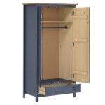 Garde-robe à 2 portes Hill Gris 89x50x170cm Bois de pin solide – Image 3