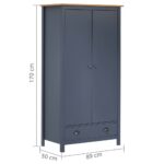 Garde-robe à 2 portes Hill Gris 89x50x170cm Bois de pin solide – Image 6