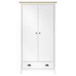 Garde-robe à 2 portes Hill Blanc 89x50x170cm Bois de pin solide – Image 3